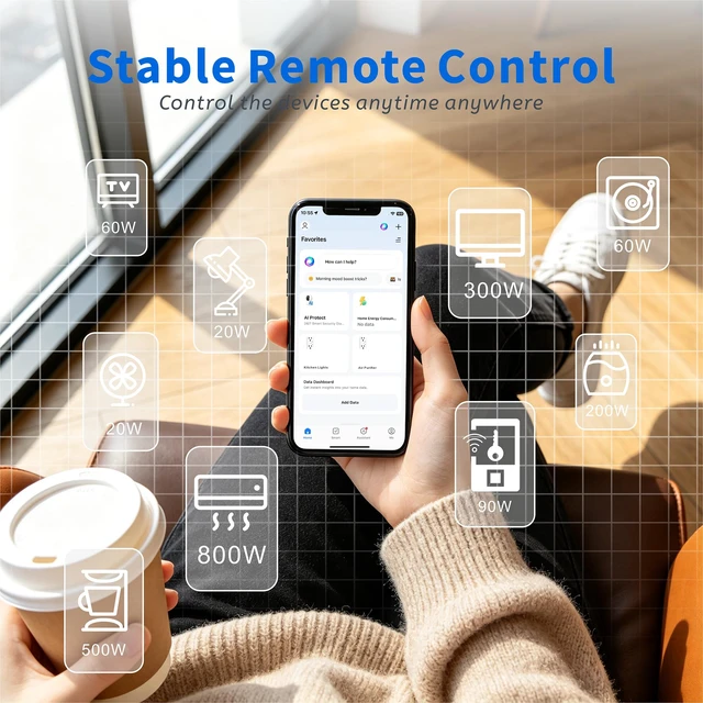Alt view image 5 of 7 - Smart WiFi Outlet with Individual Control, Compatible with Alexa&Google