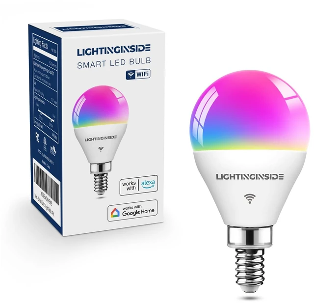 Main image of E12 Smart Light Bulbs Compatible with Alexa/Google Home, 1PC | No Hub Required, 50W 550LM G16.5 RGBCW Smart Bulb Work with SmartLife, 2.4G WiFi BLE Candelabra Chandelier Bulb, ETL Listed