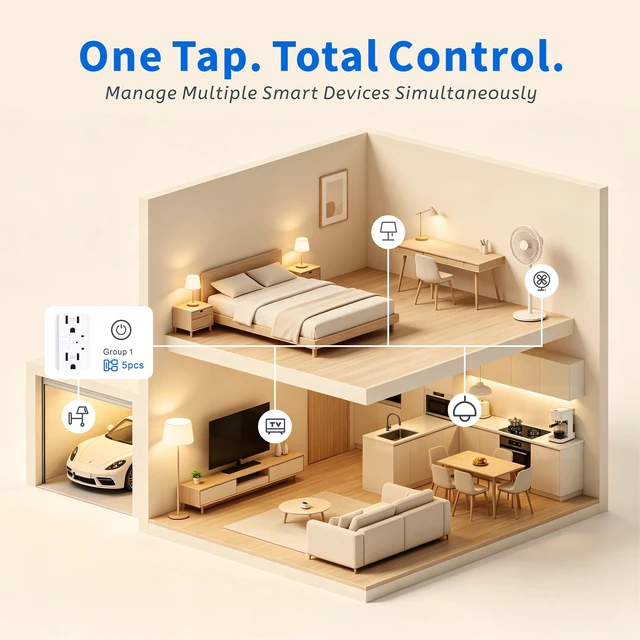 Alt view image 6 of 7 - Smart WiFi Outlet with Individual Control, Compatible with Alexa&Google