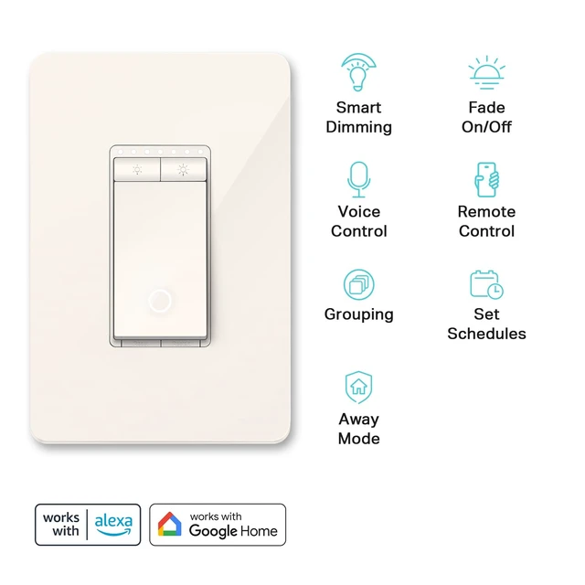 Alt view image 2 of 7 - Smart Dimmer Switch HS220-LA, Single Pole, Needs Neutral Wire | 2.4GHz Wi-Fi Light Switch, Works with Alexa & Google Home, UL Certified, No Hub Required, Light Almond