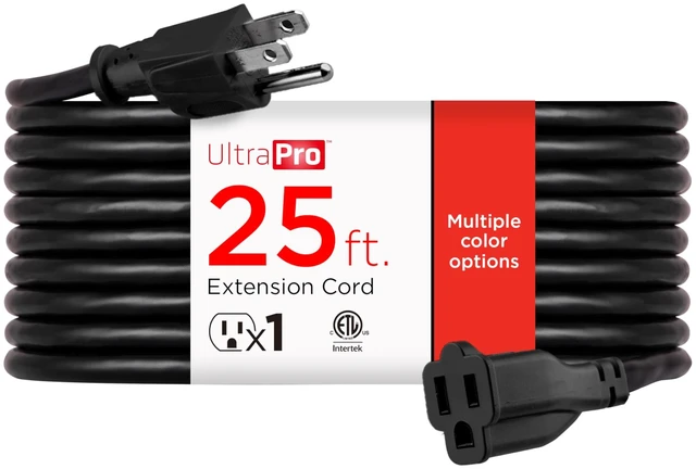 Main image of Outdoor Extension Cord, 25 Ft, Heavy Duty, UL Listed 3 Prong | 16 AWG 3-Wire, Multipurpose Long, 1 Pack, Black, 69275