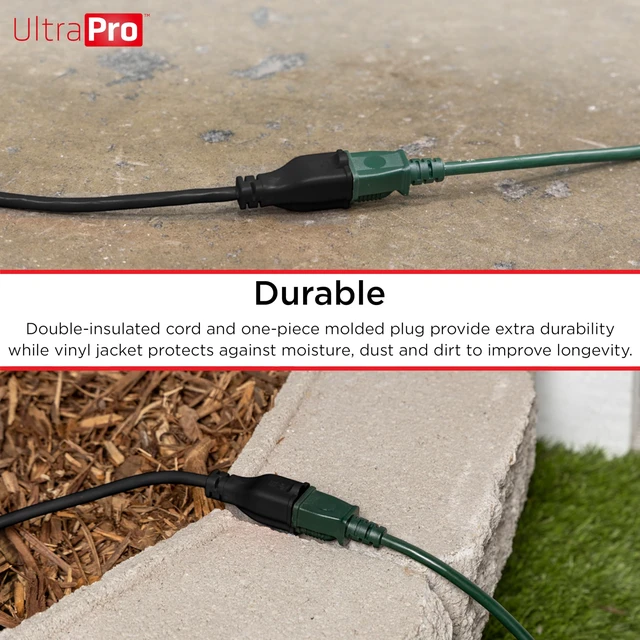 Alt view image 4 of 6 - Outdoor Extension Cord, 25 Ft, Heavy Duty, UL Listed 3 Prong | 16 AWG 3-Wire, Multipurpose Long, 1 Pack, Black, 69275