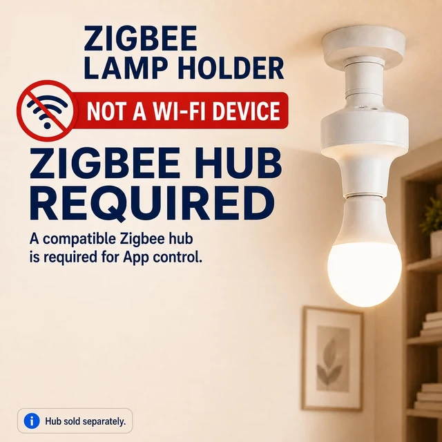 Alt view image 4 of 7 - Remote Control Light Socket E26 E27 Bulb Socket Adapter, ZigBee Smart Light Holder Compatible with Alexa Echo Voice Control, Requires Zigbee Hub
