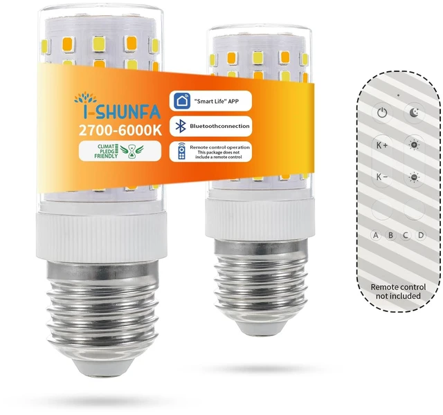 Main image of Smart E26 LED Bulbs with App Control, Dimmable Bluetooth Bulb, AC 120V, Tunable White 2700K-6500K, 1%-100% Brightness, 7W 700LM, Music Sync, Timer Function (2 Pack Bulbs Only)