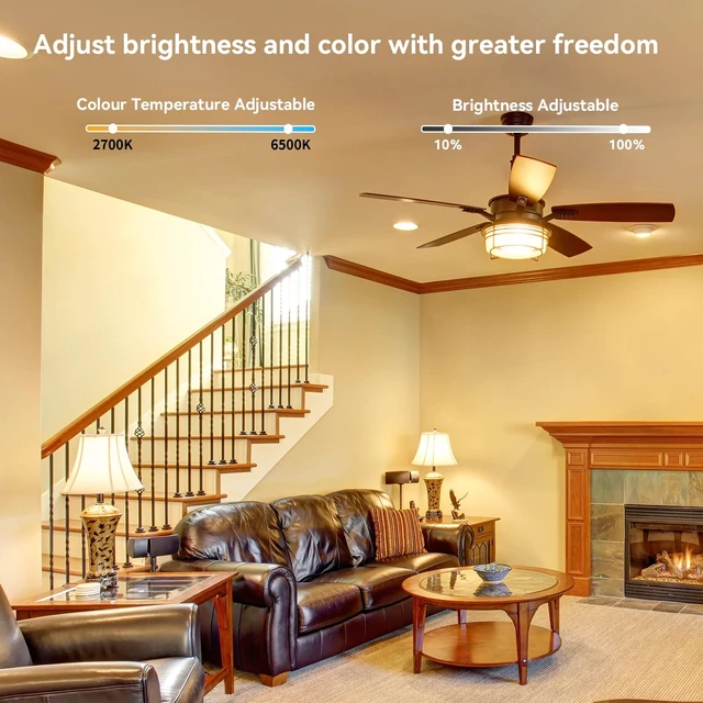 Alt view image 3 of 7 - Smart E26 LED Bulbs with App Control, Dimmable Bluetooth Bulb, AC 120V, Tunable White 2700K-6500K, 1%-100% Brightness, 7W 700LM, Music Sync, Timer Function (2 Pack Bulbs Only)