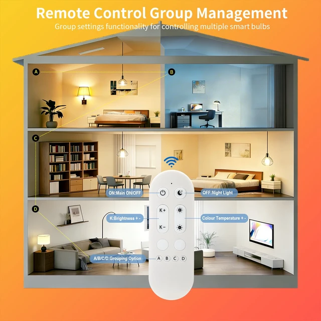 Alt view image 4 of 7 - Smart E26 LED Bulbs with App Control, Dimmable Bluetooth Bulb, AC 120V, Tunable White 2700K-6500K, 1%-100% Brightness, 7W 700LM, Music Sync, Timer Function (2 Pack Bulbs Only)