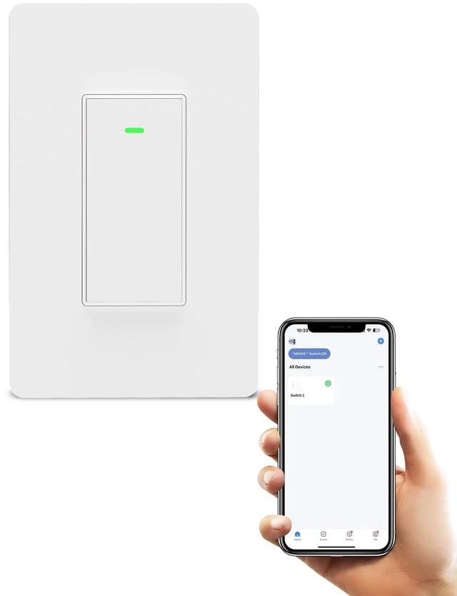 Main image of Smart Switch 3 Way Smart Alexa Light Switch Compatible with Alexa and Google Home, 2.4Ghz WiFi Light Smart Switch, Remote Control Light Switches,Neutral Wire Required (1)