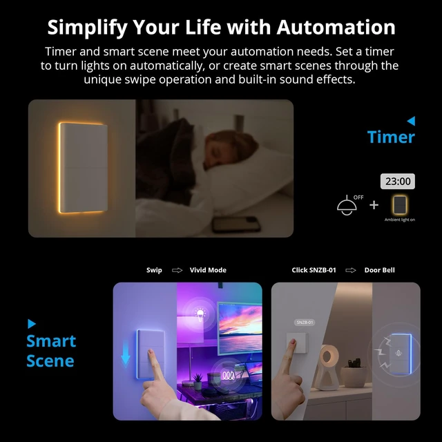 Alt view image 3 of 7 - Smart Light Switch, 2.4GHz WiFi Alexa Light Switch, Works with Alexa Google Home Brilliant Smart Switch, T5 1 Gang 1 Way Smart Touch Wall Switch, Neutral Wire Required Smart Life Light Switch