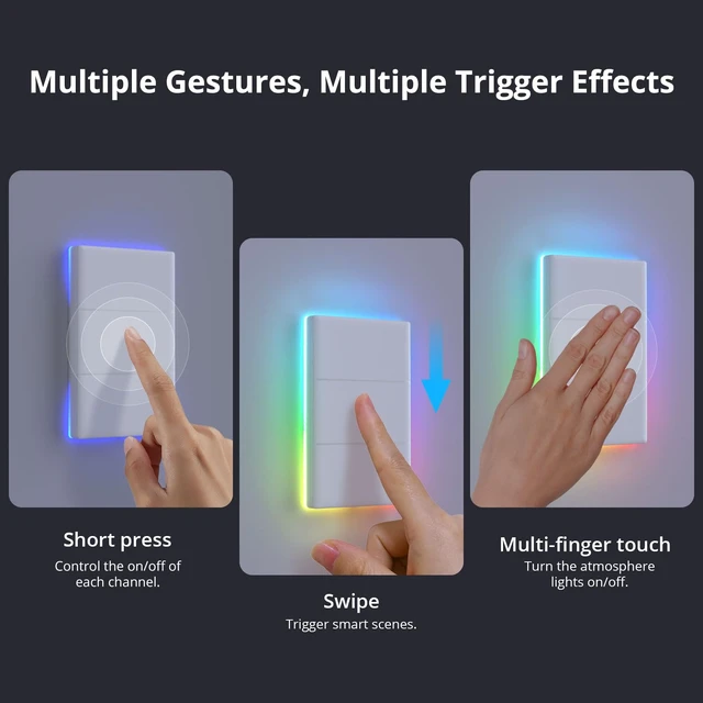 Alt view image 6 of 7 - Smart Light Switch, 2.4GHz WiFi Alexa Light Switch, Works with Alexa Google Home Brilliant Smart Switch, T5 1 Gang 1 Way Smart Touch Wall Switch, Neutral Wire Required Smart Life Light Switch