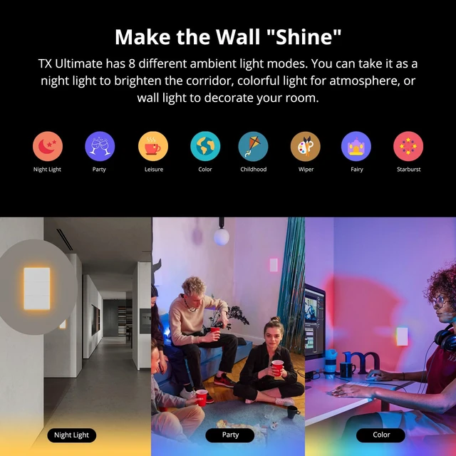 Alt view image 4 of 7 - Smart Light Switch, 2.4GHz WiFi Alexa Light Switch, Works with Alexa Google Home Brilliant Smart Switch, T5 1 Gang 1 Way Smart Touch Wall Switch, Neutral Wire Required Smart Life Light Switch