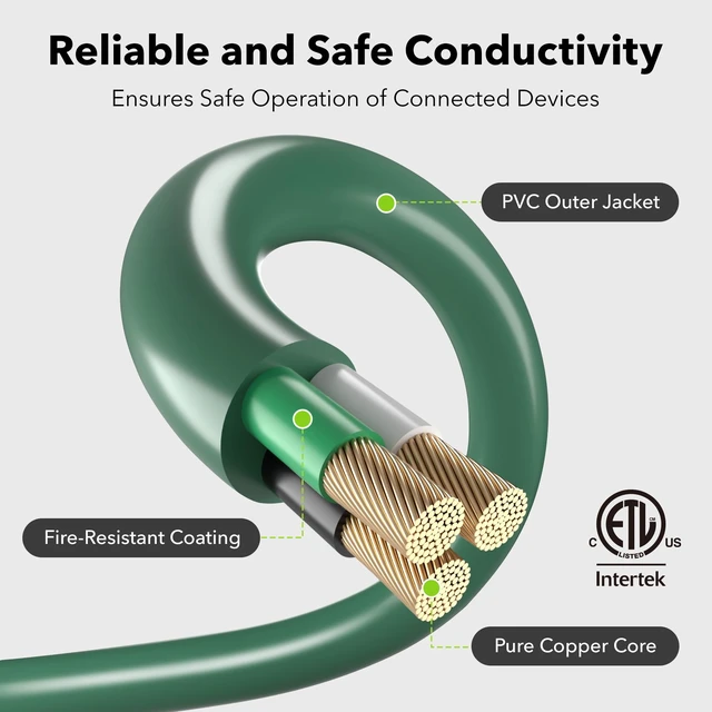 Alt view image 3 of 6 - 2-Pack 15Ft Outdoor Extension Cord with 3 Outlets 16/3 SJTW Power Cord, 3-Prong Grounded Plug, for Landscaping & Holiday Decorations, ETL Listed