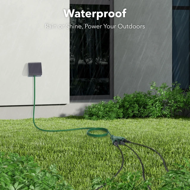 Alt view image 4 of 6 - 2-Pack 15Ft Outdoor Extension Cord with 3 Outlets 16/3 SJTW Power Cord, 3-Prong Grounded Plug, for Landscaping & Holiday Decorations, ETL Listed