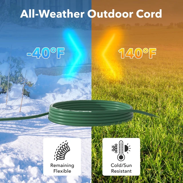 Alt view image 5 of 6 - 2-Pack 15Ft Outdoor Extension Cord with 3 Outlets 16/3 SJTW Power Cord, 3-Prong Grounded Plug, for Landscaping & Holiday Decorations, ETL Listed
