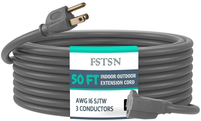 Main image of 16 Gauge Outdoor Extension Cord 50 FT Waterproof, | 16/3 Heavy Duty 3 Prong Extension Cord, 13A 1625W SJTW, ETL Listed, Great for Garden and Home