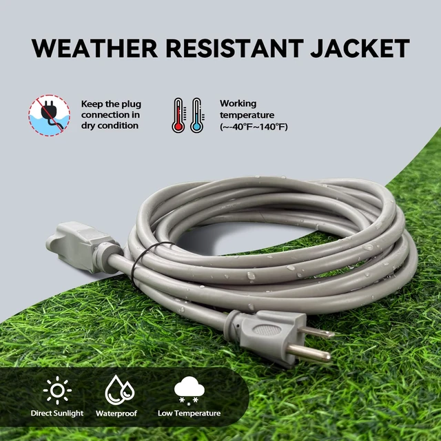 Alt view image 5 of 7 - 16 Gauge Outdoor Extension Cord 50 FT Waterproof, | 16/3 Heavy Duty 3 Prong Extension Cord, 13A 1625W SJTW, ETL Listed, Great for Garden and Home