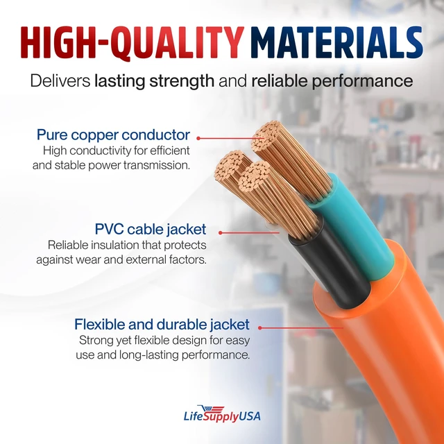 Alt view image 4 of 7 - 50ft Outdoor/Indoor Extension Cord 16/3 Gauge Heavy Duty 3 Prong SJTW, Waterproof, Flexible Cold-Resistant Long Power Cord,13A 125V 1625W, Orange