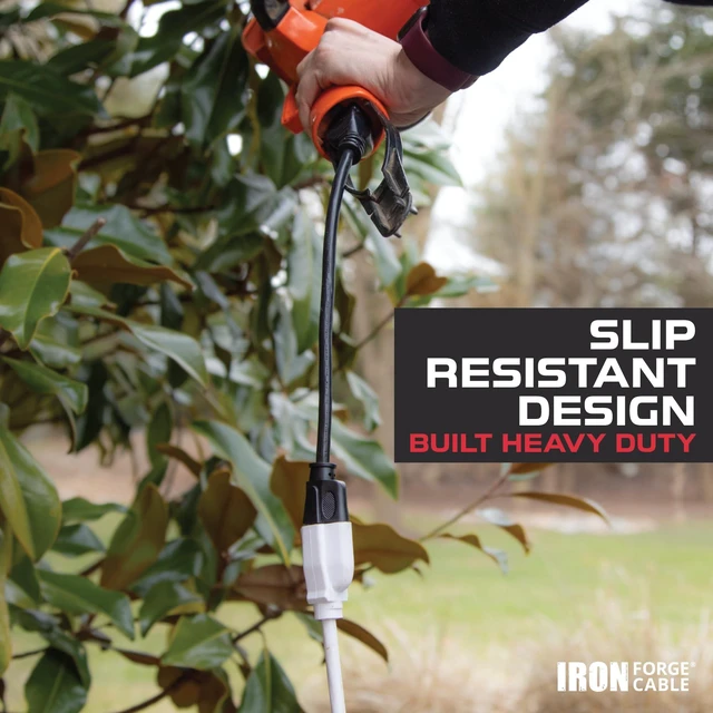 Alt view image 4 of 7 - 16 Gauge Heavy Duty White Extension Cord Outdoor, 50 Ft | 16/3 SJTW Cable, 3 Prong Grounded Plug, 13 Amp - For Landscaping, Leaf Blowers, Lights, Appliances