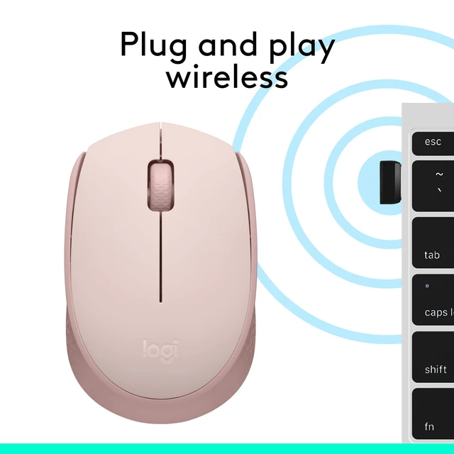 Alt view image 7 of 7 - M170 Compact Ambidextrous 2.4 GHz Wireless Mouse - Rose | Ambidextrous mouse with 2.4 GHz USB-A Nano Receiver, Optical Tracking, 12-Months Battery Life, PC, Mac, Laptop compatible