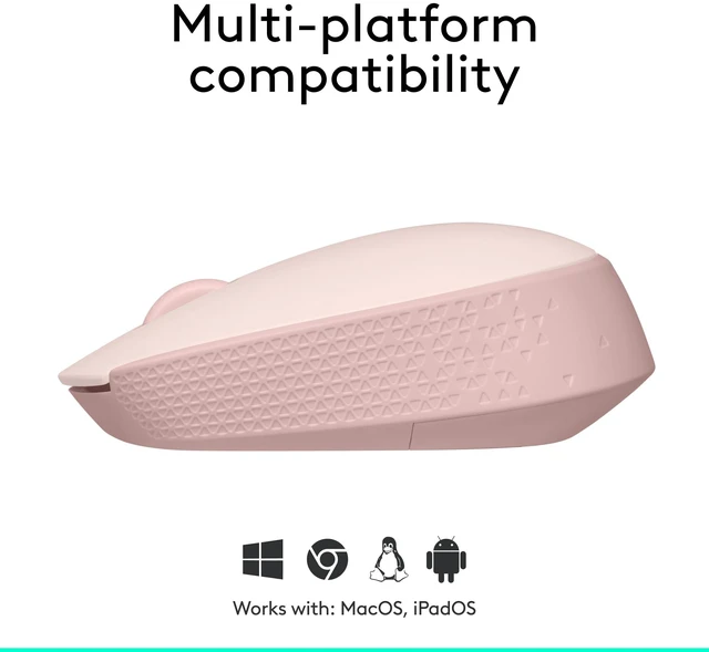 Alt view image 6 of 7 - M170 Compact Ambidextrous 2.4 GHz Wireless Mouse - Rose | Ambidextrous mouse with 2.4 GHz USB-A Nano Receiver, Optical Tracking, 12-Months Battery Life, PC, Mac, Laptop compatible
