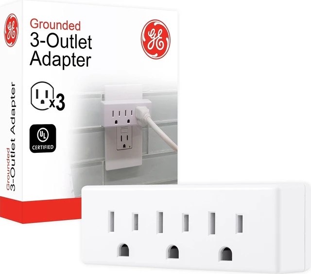 Main image of Outlet Extender, 3 Outlet Multi Plug Wall Power Splitter | 3 Prong Multiple Plug Wall Adapter, Electrical Expander, Home Office Dorm Essentials, UL Safety Listed, White, 52203