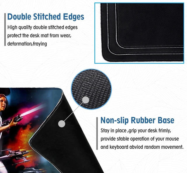 Alt view image 4 of 7 - Gaming Mouse Pad, Large Non-Slip Rubber Base Mousepad, Keyboard Mouse Mat, Desk Pad with Stitched Edges