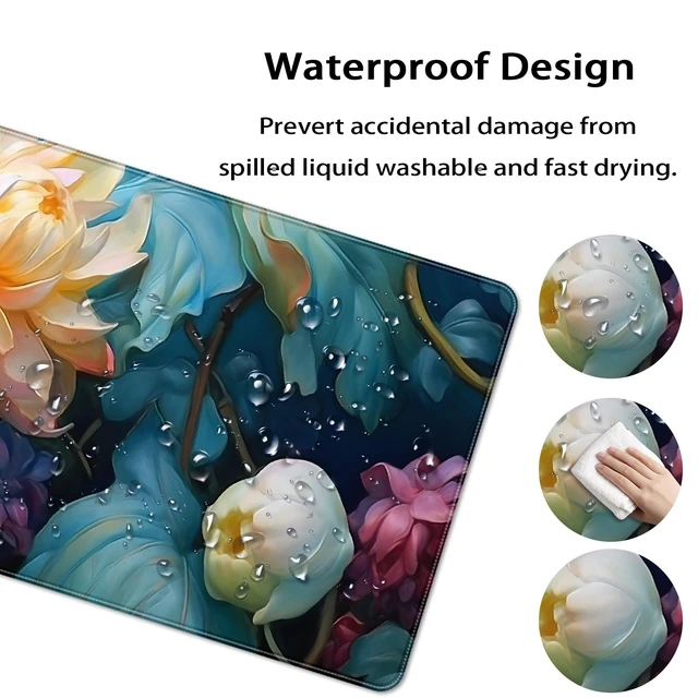 Alt view image 4 of 7 - 35.4 x 15.7 in, XXL Large Mouse Pad for Desk, Extended Keyboard Mouse Mat for Computer Office, Big Mouse pad with Stitched Edges, Gaming Pc-Colorful Flower Oil Painting Style
