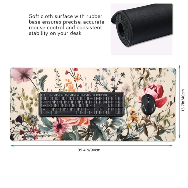 Alt view image 2 of 6 - 35.4 x 15.7 in, Waterproof XXL Large Mouse Pad for Desk, Extended Keyboard Mouse Mat for Computer Office, Big Laptop Mouse pad, Gaming Pc-Weeds and Flowers