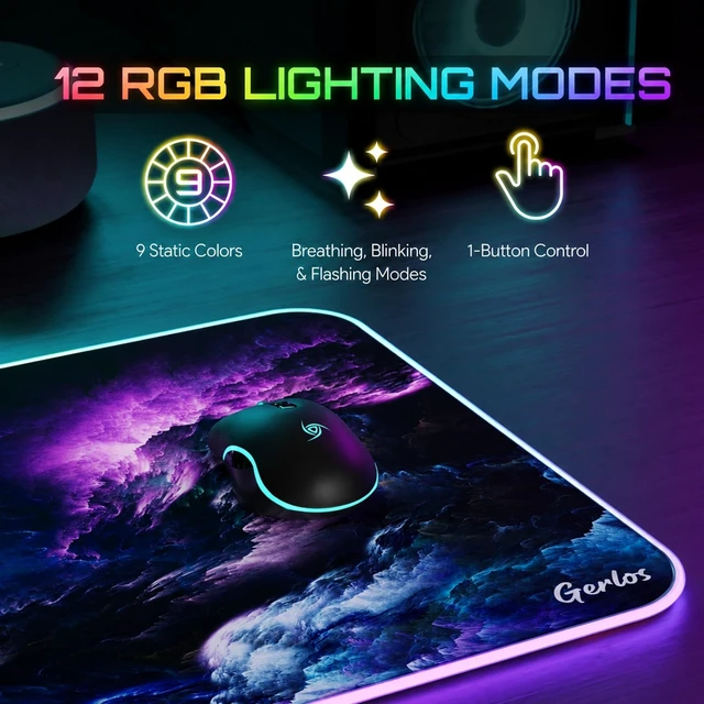 Alt view image 5 of 7 - RGB Gaming Mouse Pad, Large LED Mouse Pad for Gamer, 31.5" x 11.8" | Extended Size Design, Superior Micro-Weave Cloth, Non-Slip Rubber Base, Durable Stitched Edges, Water-Resistant Coating