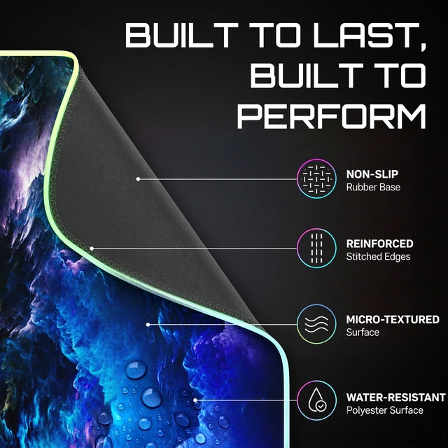 Alt view image 4 of 7 - RGB Gaming Mouse Pad, Large LED Mouse Pad for Gamer, 31.5" x 11.8" | Extended Size Design, Superior Micro-Weave Cloth, Non-Slip Rubber Base, Durable Stitched Edges, Water-Resistant Coating
