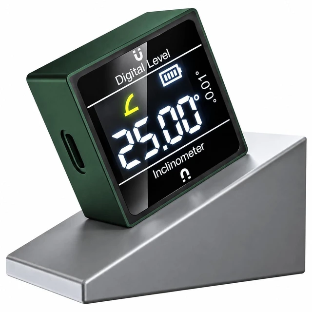 Main image of Digital Angle Finder, Dual-Axis Inclinometer, Magnetic Digital Level Gauge | ±0.2° Accuracy, 0.01° Resolution, Horizontal/Vertical Modes, 4-Way/2-Way Guidance, 3-Stage Power Saving, USB-C