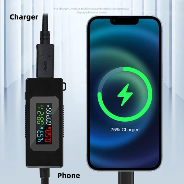 Alt view image 4 of 7 - USB C Power Tester Digital Multimeter 4-30V 0-6.5A Color Screen Digital Display Real-Time Monitoring of Current/Voltage/Power/Work Time