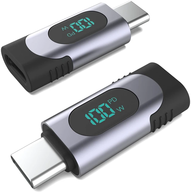 Alt view image 3 of 6 - 100W USB C Female to Male Extension Adapter Type C Power Meter Tester with Digital Display for iPad Pro iPhone 15 Pro Max MacBook Pro Laptop