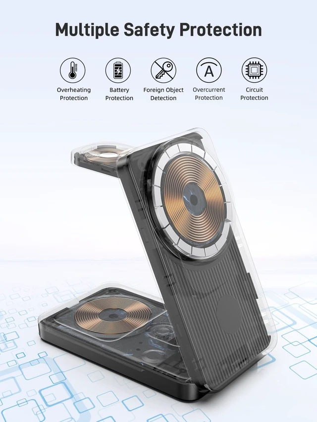 Alt view image 7 of 7 - Magnetic Wireless Charger for Pixel Watch 3/2, Charging Station for Google | Foldable Charger Stand for Google 10 Pro/10/9 Pro Fold/9 Pro/9/8/Pixel Buds Pro 2, (Not for Pixel Watch 4/1, With Adapter)