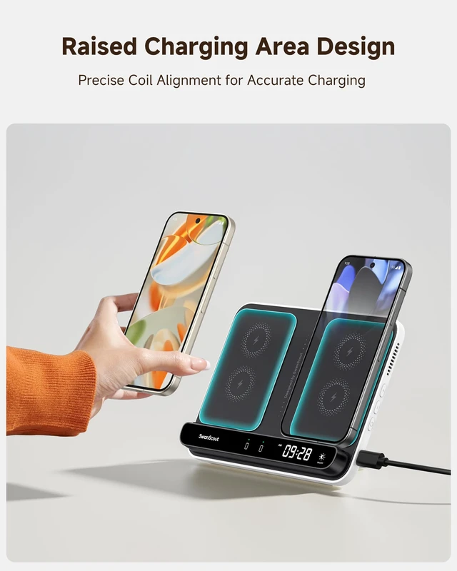 Alt view image 5 of 7 - Dual Phone Charging Station for Google Pixel 11/11 Pro/10, Pixel Watch 3/2 | for Google Pixel 10/9/8/7 Series, for Pixel Watch 3/2/Fitbit Versa 4/3/Sense 2 (Not for Pixel Watch 5/4/1)