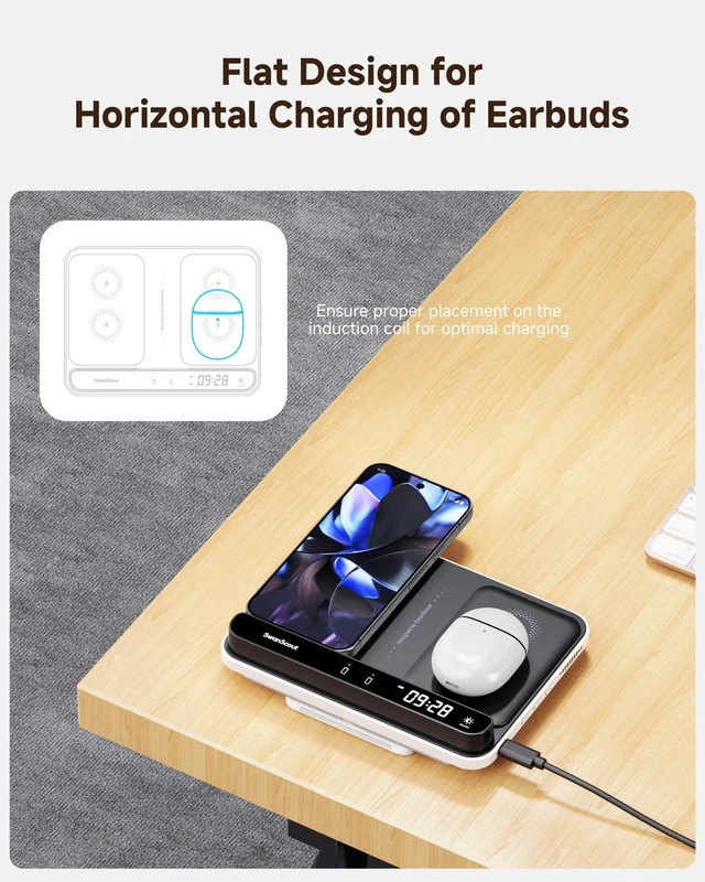 Alt view image 6 of 7 - Dual Phone Charging Station for Google Pixel 11/11 Pro/10, Pixel Watch 3/2 | for Google Pixel 10/9/8/7 Series, for Pixel Watch 3/2/Fitbit Versa 4/3/Sense 2 (Not for Pixel Watch 5/4/1)