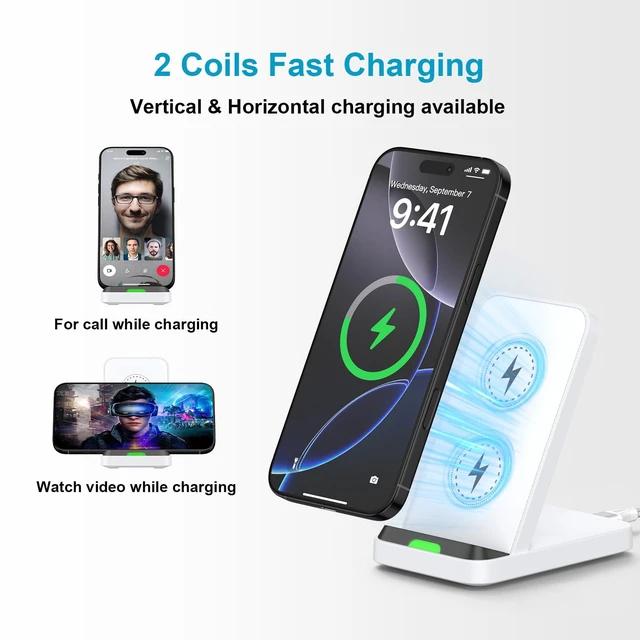 Alt view image 2 of 7 - for Google Pixel 10a, 10 11 Pro XL, Wireless Charger Phone Stand Dock | Charging Station for Google Pixel 10, 10 Pro, 9, 9 Pro XL, 8, 8 Pro, 7, 7 Pro, 6, 6 Pro, 5, 5XL, Wire Less Desk Fast Pad