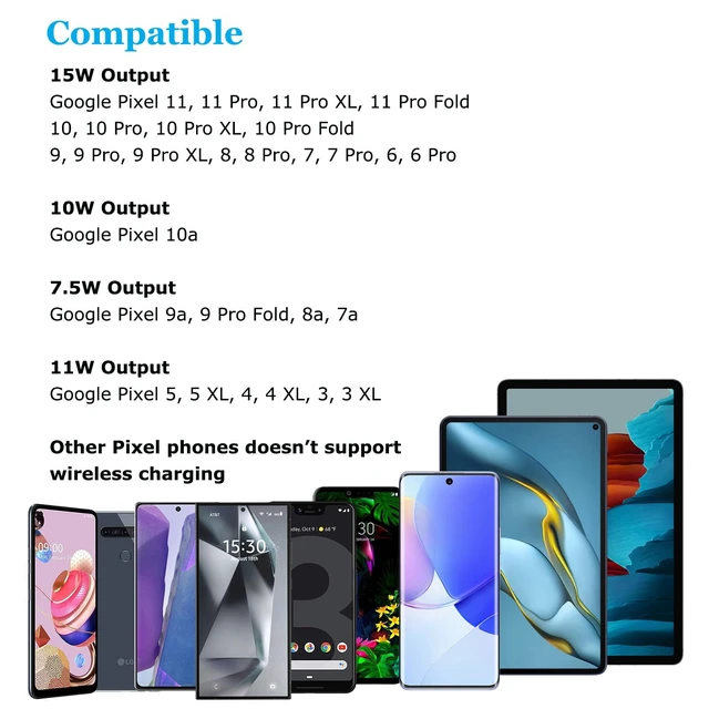 Alt view image 5 of 7 - Google Pixel 11 10a 10 9 8 Pro XL Phone Wireless Charger Stand Station | Wireless Charger for Google Pixel 10, 10 Pro, 10 Pro Fold, 9, 9 Pro, 9 Pro XL, 8, 8 Pro, 7, 7 Pro, 6, Fast Charging Dock Pad