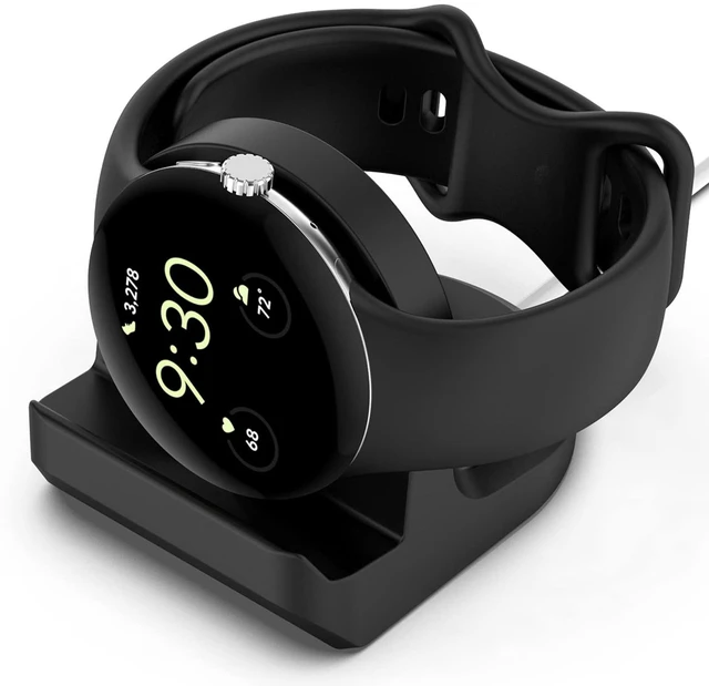 Main image of Charger Stand for Google Pixel Watch | Silicone Charging Stand Dock Holder for Google Pixel Watch Original Charger (Black)