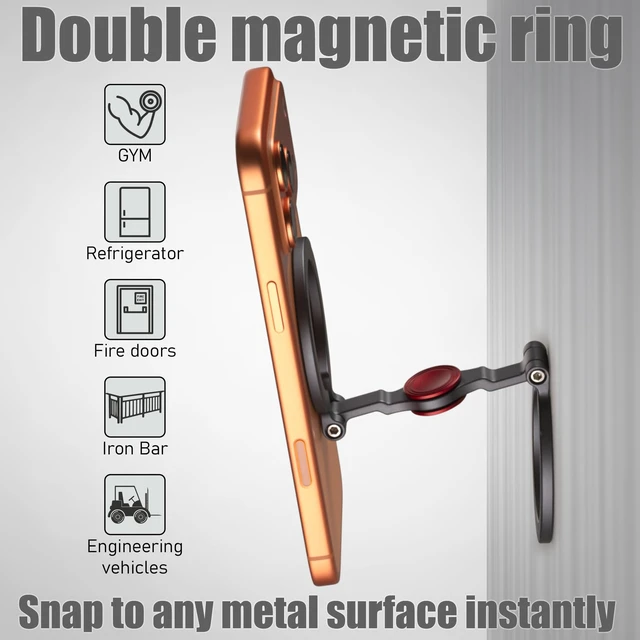 Alt view image 3 of 7 - Magnetic Phone Stand & Fidget Spinner Combo for iPhone & Magsafe Cases | Dual Magnetic Ring with Fidget Spinner Design, Phone Grip that Attaches to All Metal Surfaces
