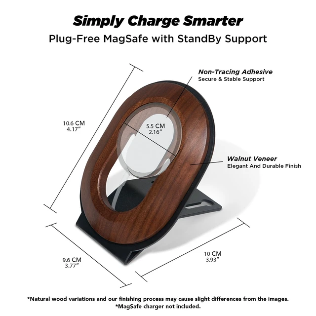 Alt view image 4 of 7 - Moodular Phone Stand Add-On for MagSafe & Rails, Do Not Use Alone | Accessory Only, Charger Not Included, Ergonomic Viewing Angle, Flexible Positioning, Wood & Steel Design, Black, MSA-MS