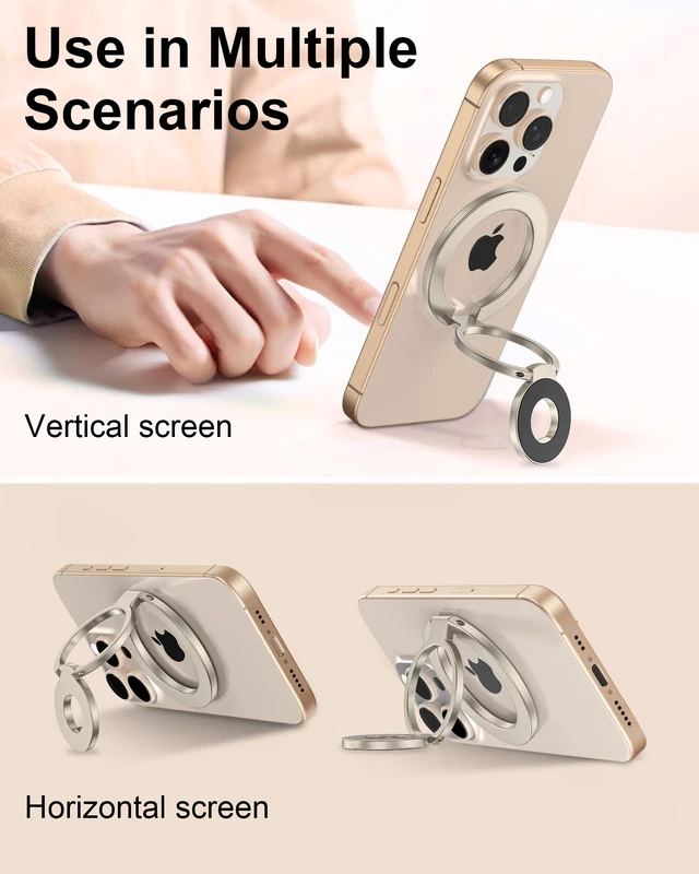 Alt view image 5 of 7 - iPhone 18ProMax Portable Magnetic Phone Ring Holder MagSafe Phone Kickstand | Samsung Dual-Sided Foldable Stand Soporte Magnético para Cellular Compatible with Car Mount,Desk Stand, MagSafe&Cases-Gold