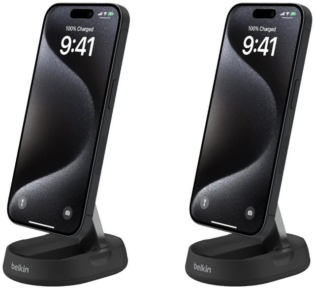 Main image of Qi2 15W Magnetic Wireless Charging Stand, Convertible (2 Pack) | MagSafe compatible, iPhone 16 Series, AirPods Pro, no power adapter included, desk and travel charger, twin pack