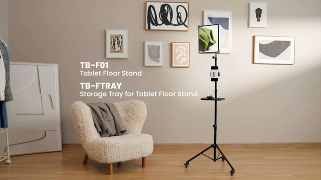 Alt view image 5 of 7 - TB-F01 Gooseneck Floor Tripod Stand with Wheel for iPhone, iPad, iPad Pro and Other Tablets Size 9" to 15" with 360° Rotating