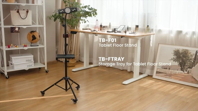 Alt view image 7 of 7 - TB-F01 Gooseneck Floor Tripod Stand with Wheel for iPhone, iPad, iPad Pro and Other Tablets Size 9" to 15" with 360° Rotating