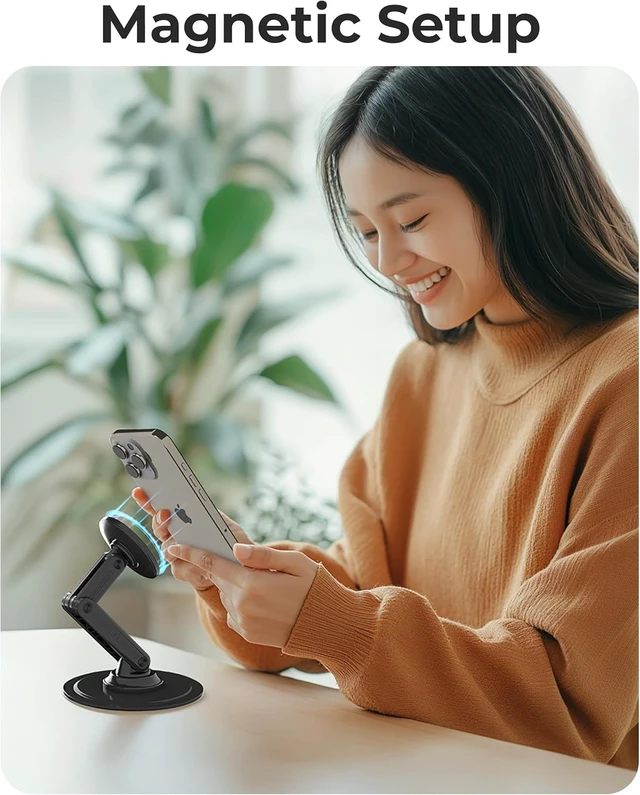 Alt view image 7 of 7 - Mag360 Magnetic Phone Stand for Desk, MagSafe Stand, iPhone 18 Pro | 360° Rotating, Adjustable, Foldable, Portable, Strong Magnet, incl. 2 Steel Rings, Magsafe Phone Holder, Fits all iPhones