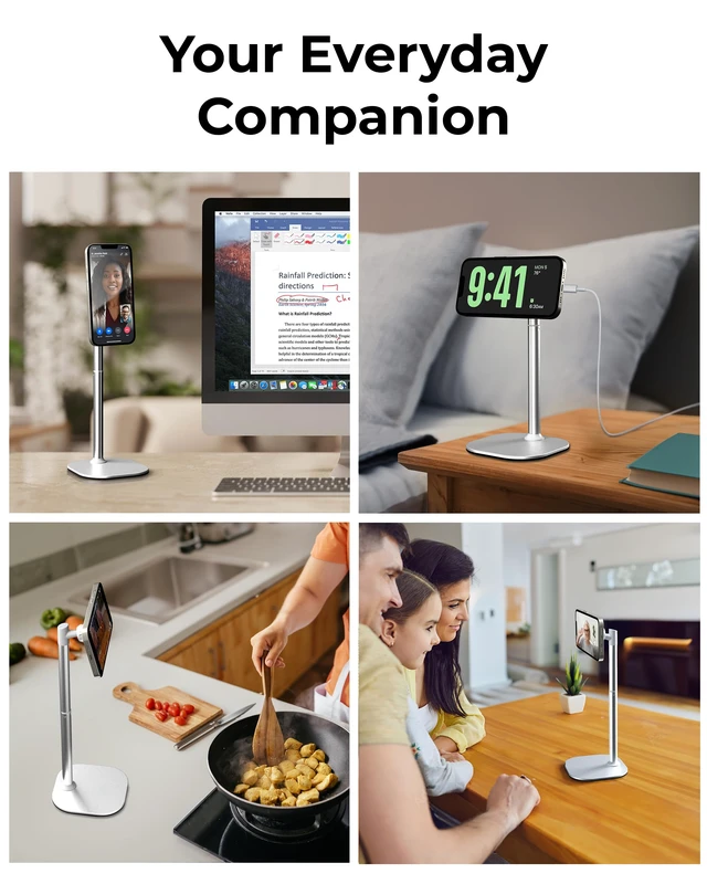 Alt view image 5 of 6 - MagStand Magnetic Phone Stand for Desk, MagSafe Tripod iPhone 18 Pro | 9-13" Adjustable, Weighted Base, Strong Magnet Hold, iPhone Holder for Video Calls, 2 Steel Rings, Fits any iPhone or Android