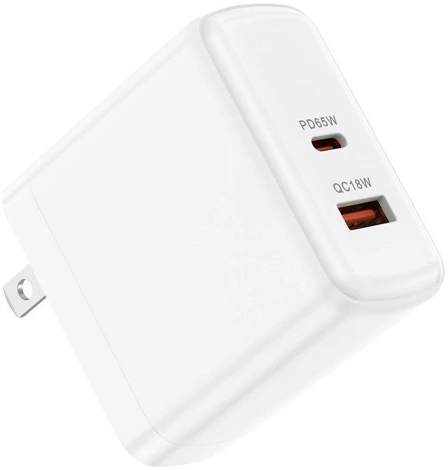 Main image of 65W USB C Charger Block, GaN Wall Charger 2-Port Super Fast Charging Power Adapter for MacBook Pro/Air, Pixelbook, Dell Laptop, DJI, iPad Pro, iPhone, Google Pixel, Moto, Samsung S26 Ultra S25 S24