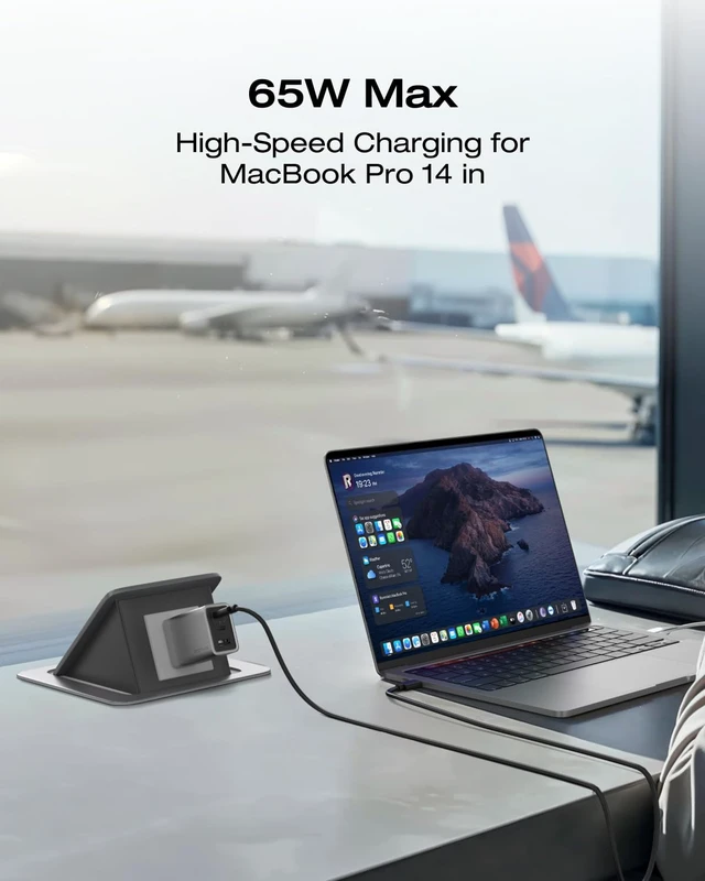 Alt view image 3 of 7 - USB C Charger, Rapid 65W GaN Type C Charging Block with Foldable Plug, Fast Wall Charger Compatible with iPhone 15/14/13, Galaxy, Pixel 4, iPad, AirPods, Apple Watch (USBC Cable Included)