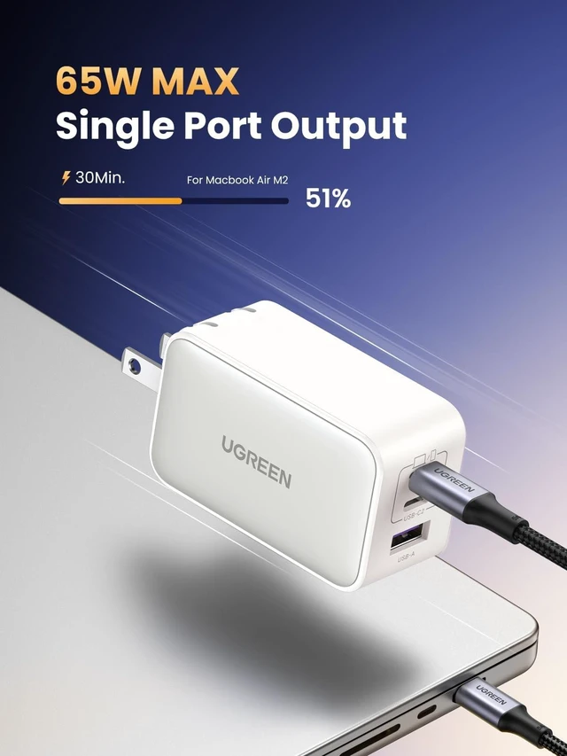 Alt view image 2 of 7 - Nexode 65W USB C Charger Block, 3-Port Wall Charger Fast Charging | GaN II Chip, 3 in 1, Compact Size with Foldable Plug, for iPhone 18/17, Galaxy S26/S25, Pixel, MacBook, Dell XPS, iPad, White