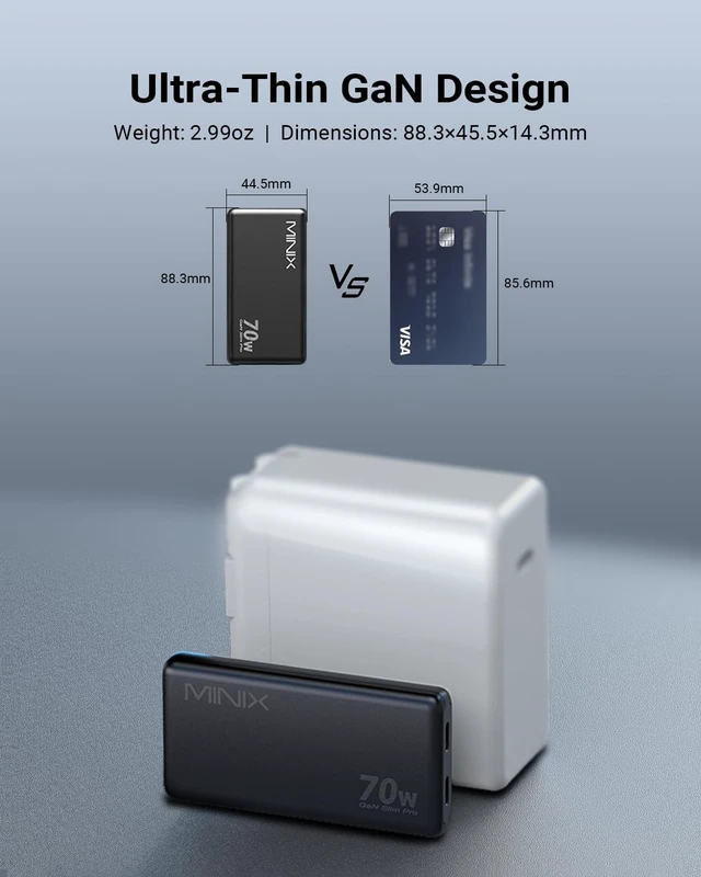 Alt view image 6 of 7 - 70W Flat USB C Wall Charger, Slim Foldable Dual Type C, US/EU/UK Plug | GaN PPS Fast Charging Block for iPhone 18 17 16 15 Pro Max, MacBook Air, iPad Pro, Galaxy S25 S24, Pixel 10, Steam Deck